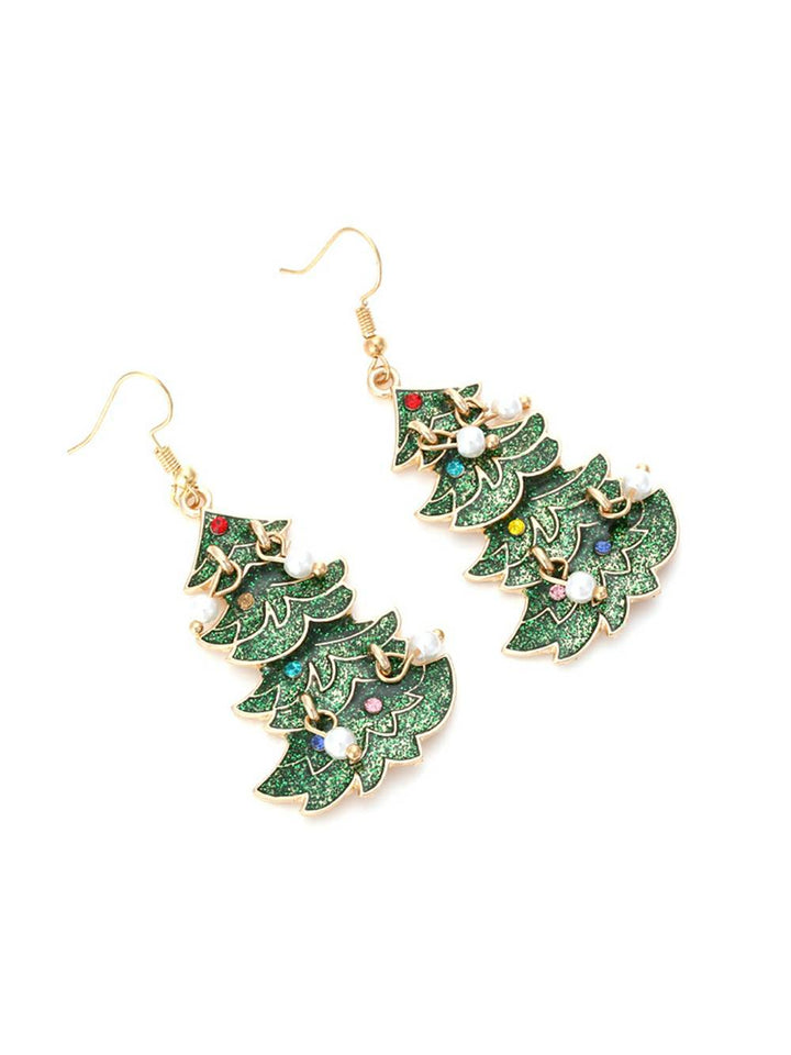 Pearl and Rhinestone Christmas Earrings