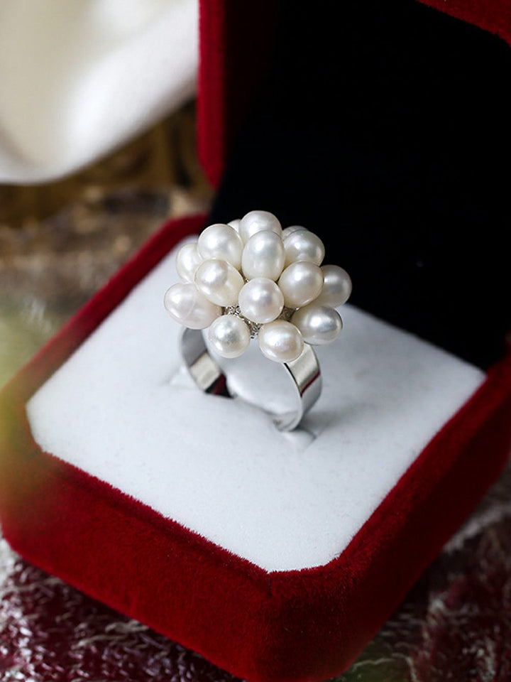 Natural Pearl Rice Bead Adjustable Open Ring