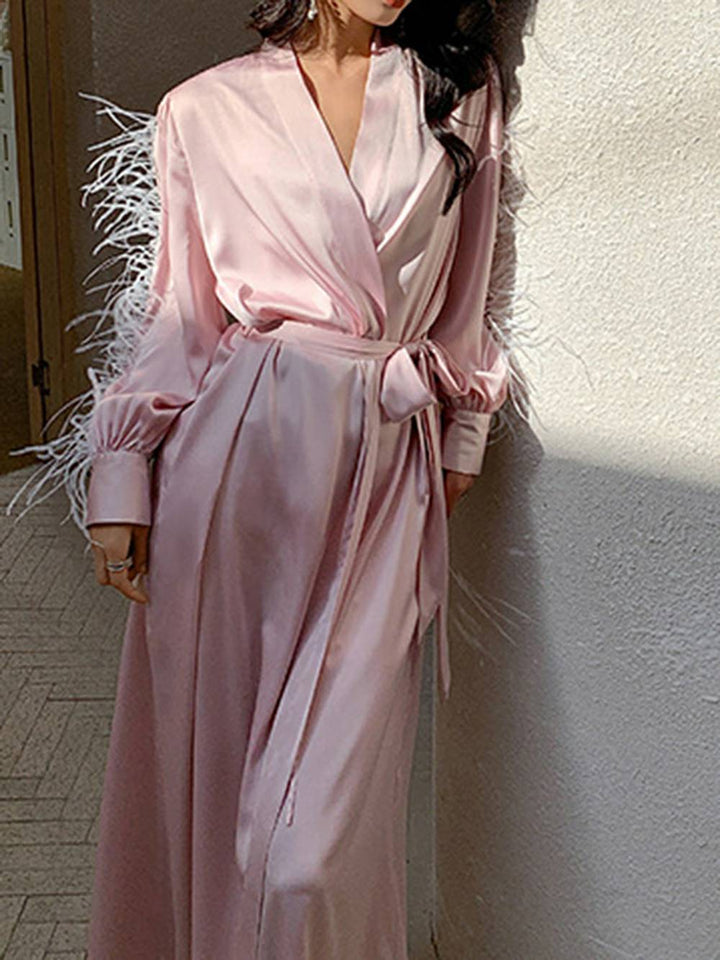 Feather Bridal Robe In Blush