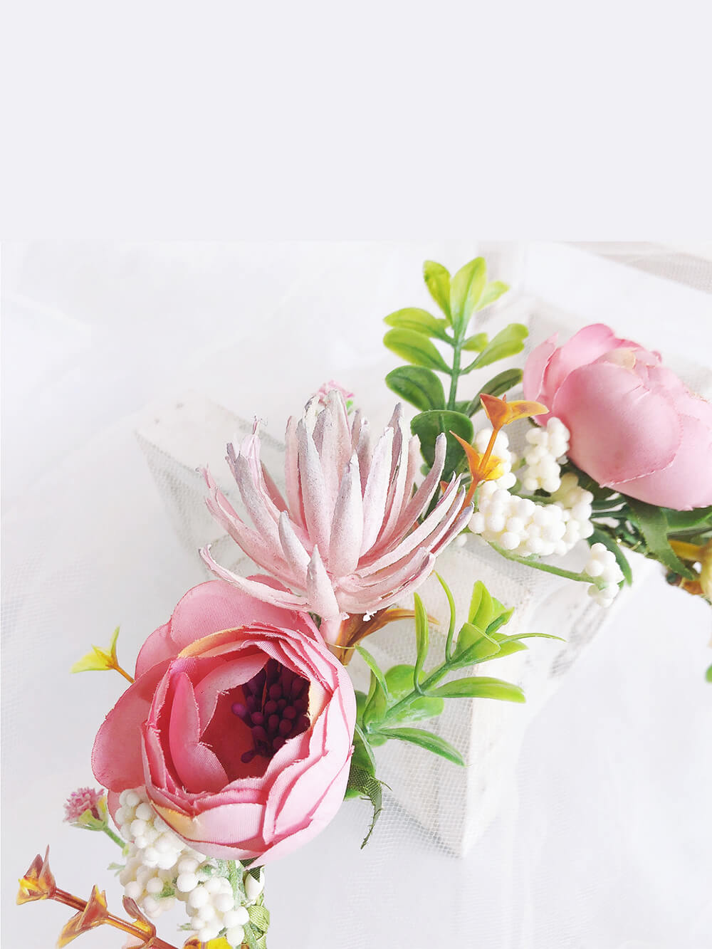 Bridal Flower Crown - Blush Camellias & Roses Wreath