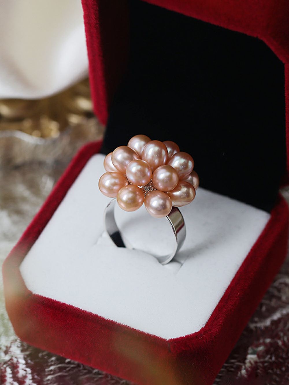 Natural Pearl Rice Bead Adjustable Open Ring
