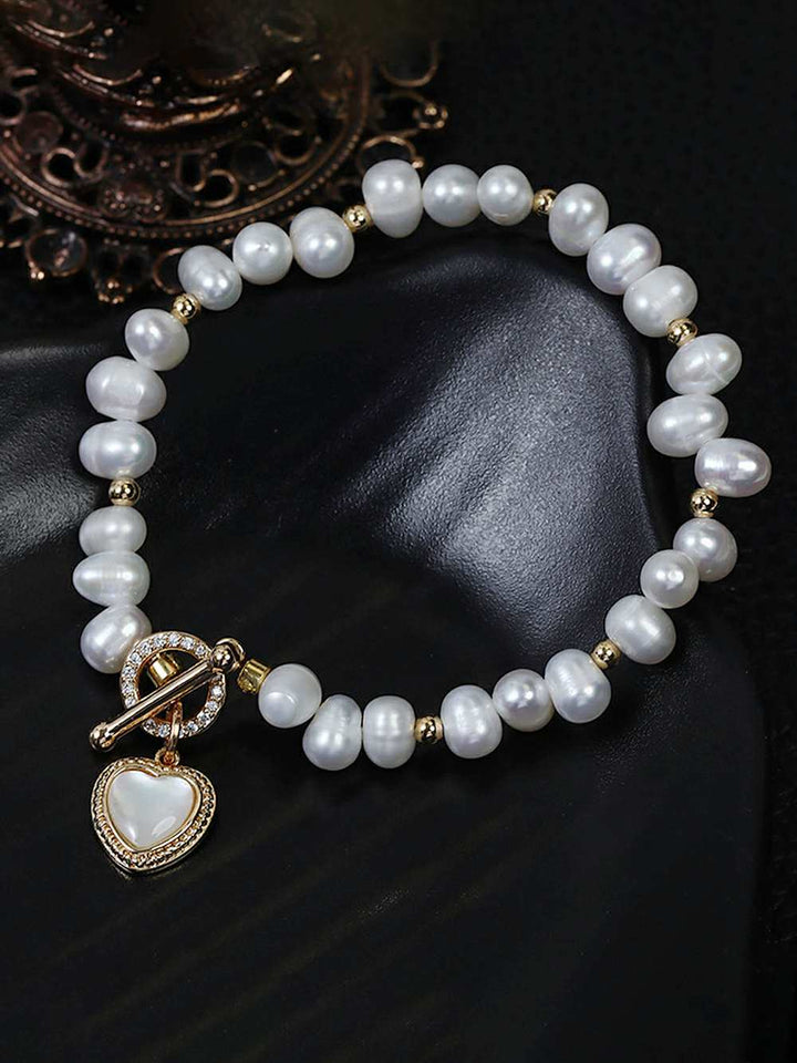 Vintage Natural Pearl Heart Bracelet
