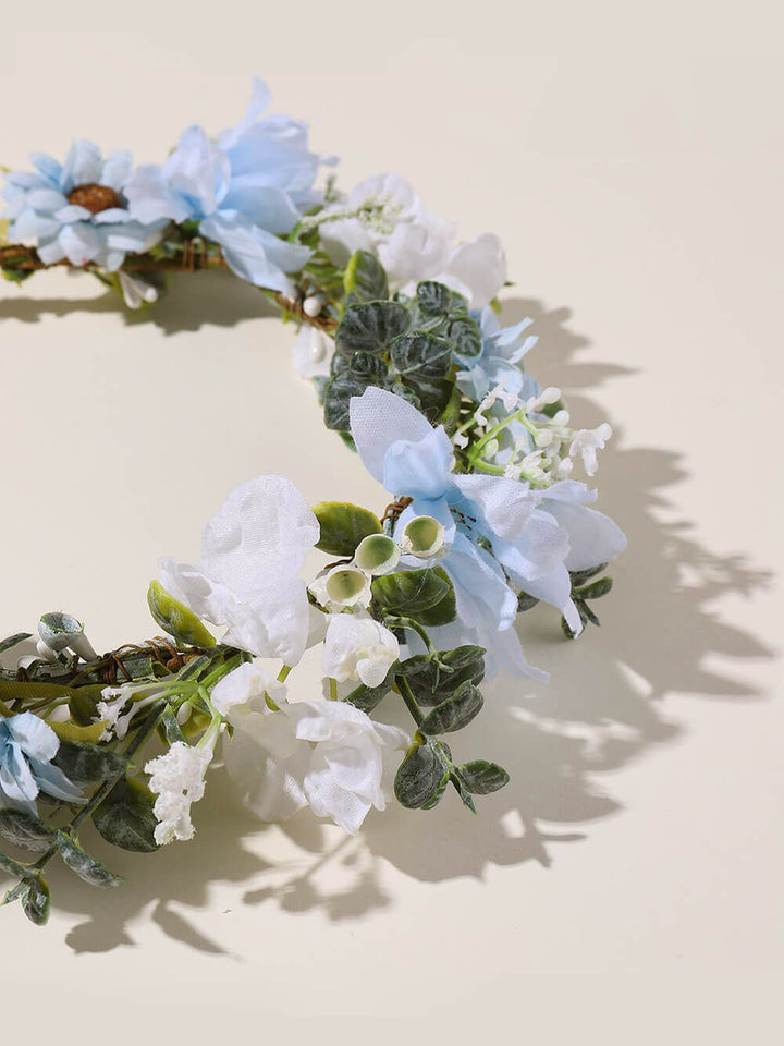 Bridal Flower Crown - Dusty Blue Jasminum & Daisy
