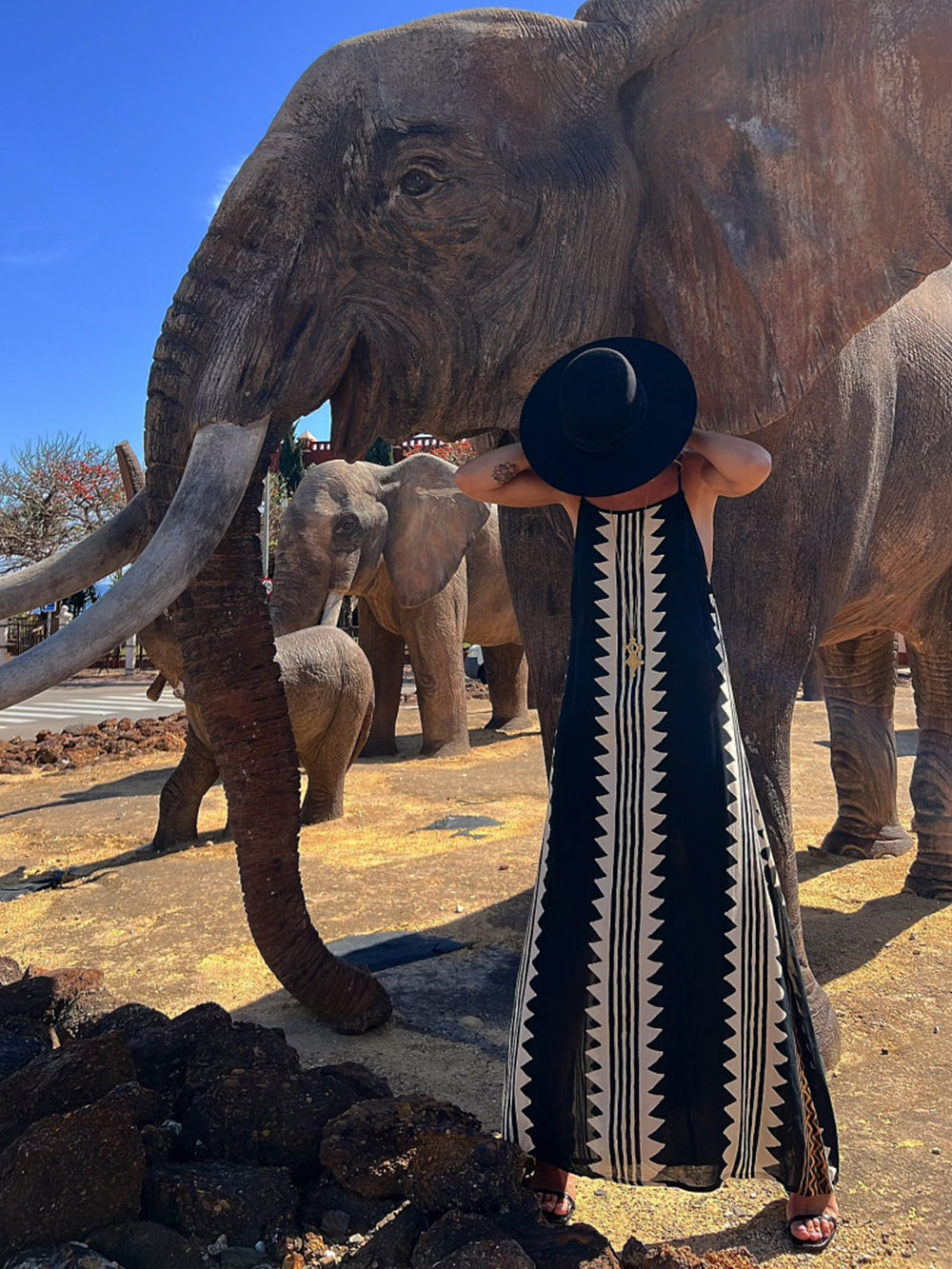 Take A Trip Etnisk print Rygløs A-Line Maxikjole