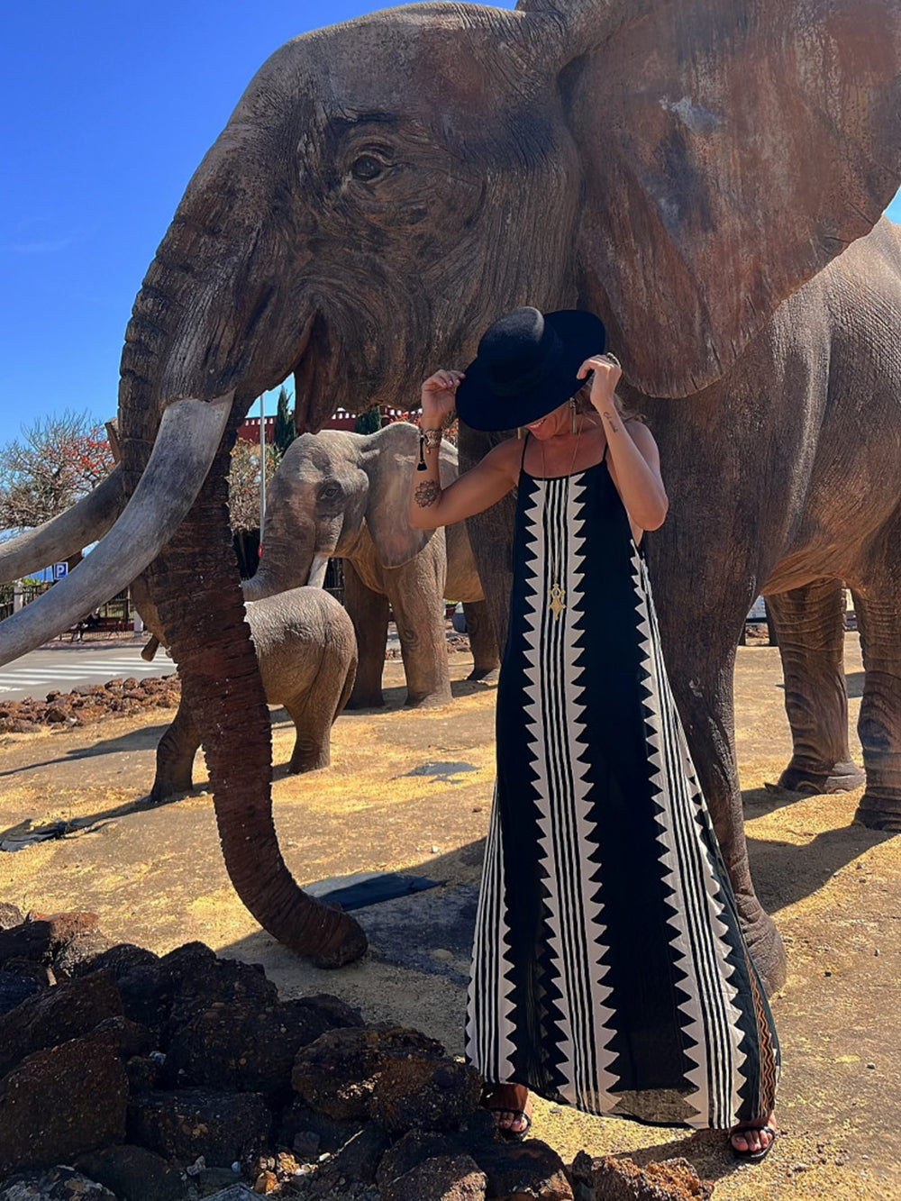 Take A Trip Etnisk print Rygløs A-Line Maxikjole