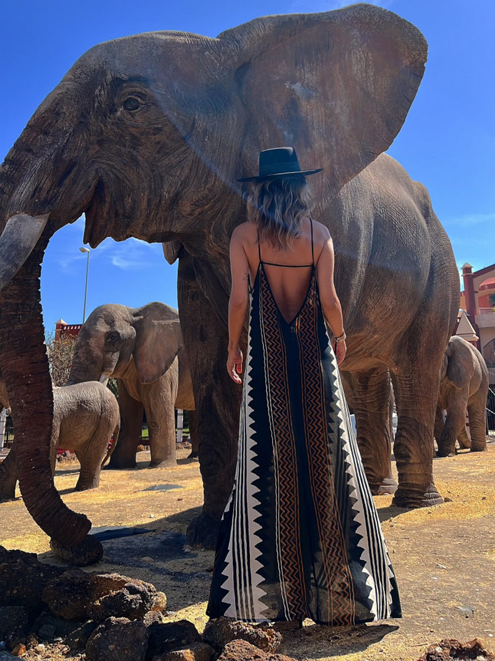 Take A Trip Etnisk print Rygløs A-Line Maxikjole