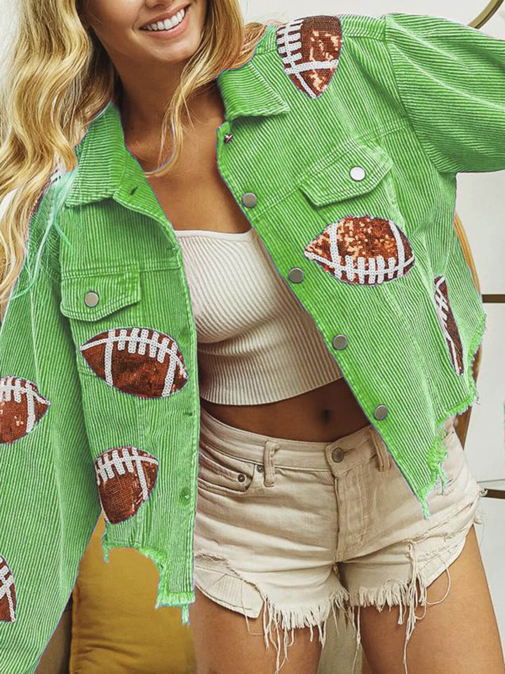 Game Day Rugby Sequined Single Breasted Jacket