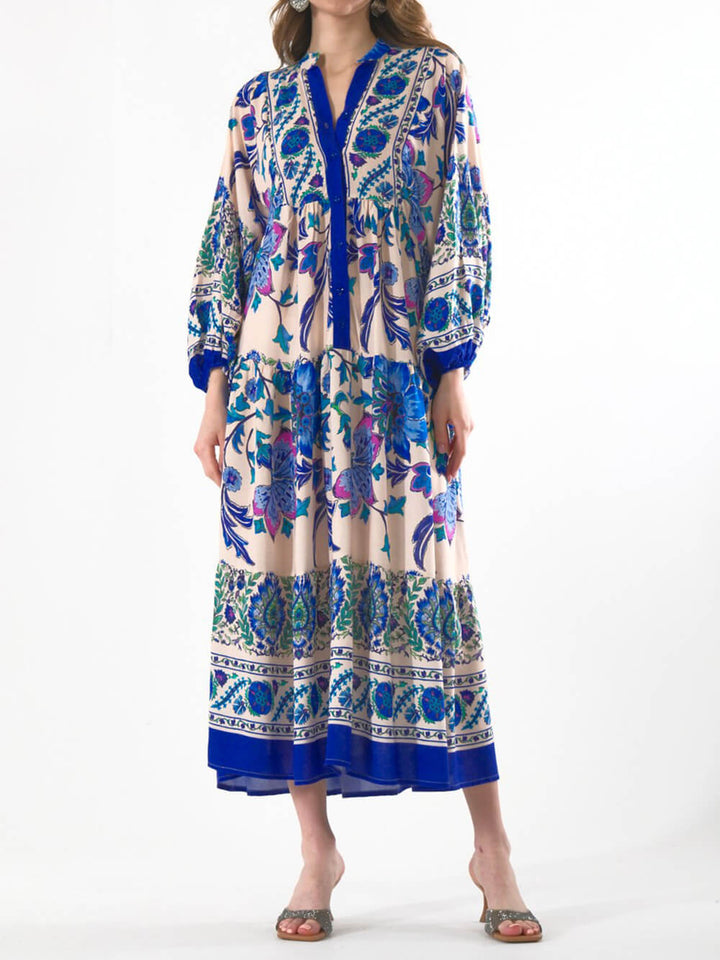 The Bohemian Bloom-Long Sleeve Maxi Dress