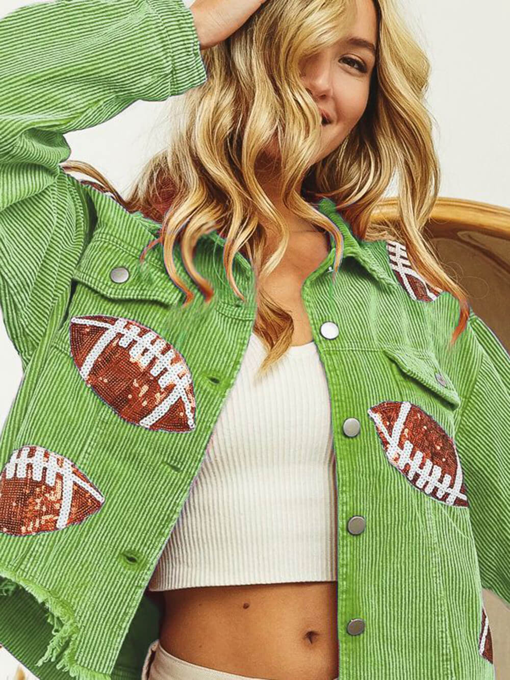 Game Day Rugby Sequined Single Breasted Jacket