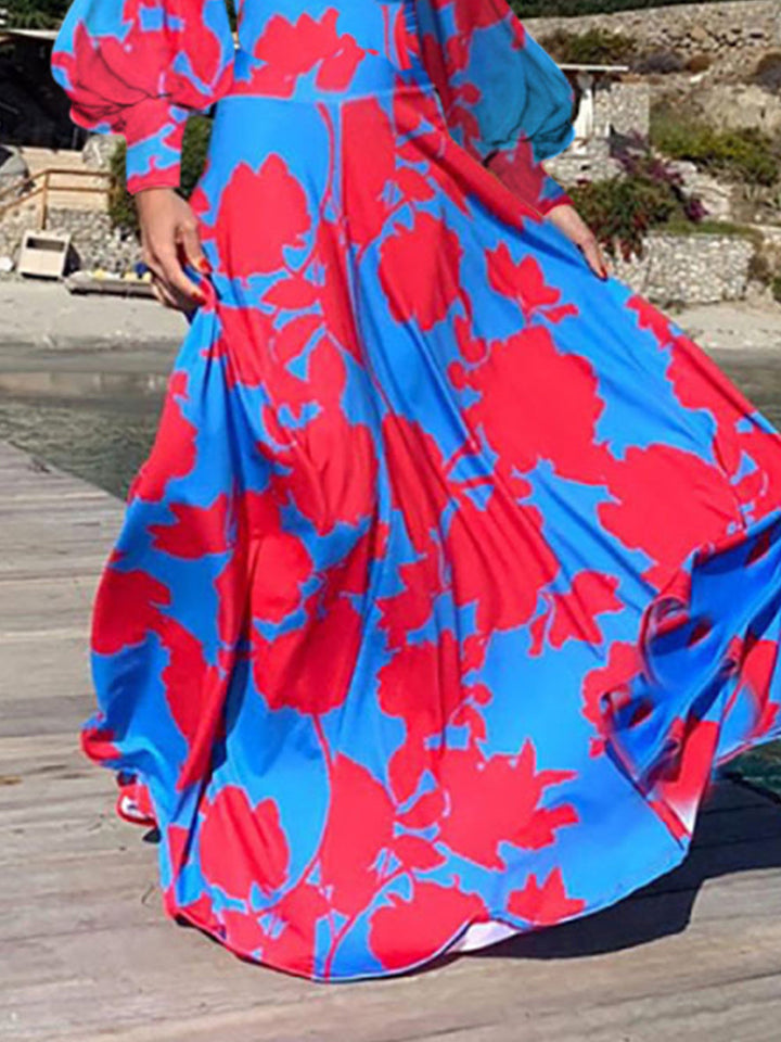 Kjole med tryk på lanterneærmer