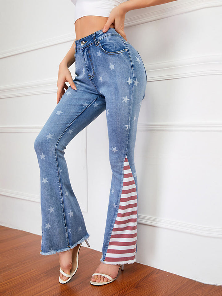 Printed Stars Colorblock Stripe Jeans