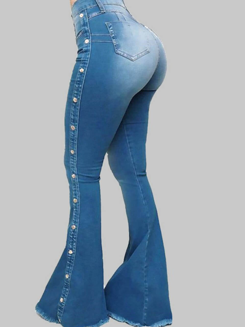Jeans svasati a vita alta con fondo elasticizzato