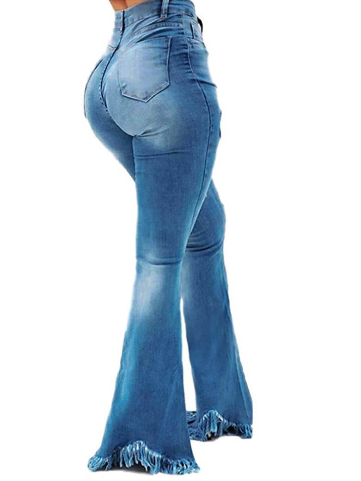 Trendy Slim-Fit Washed Ripped Jeans