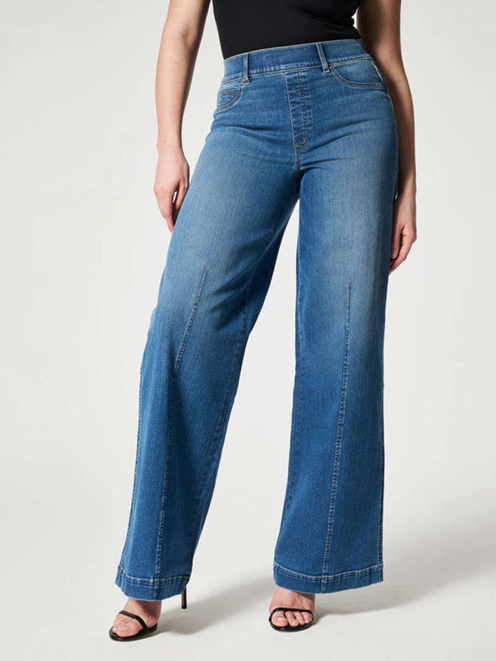 Wide-Leg Mid-Rise Jeans
