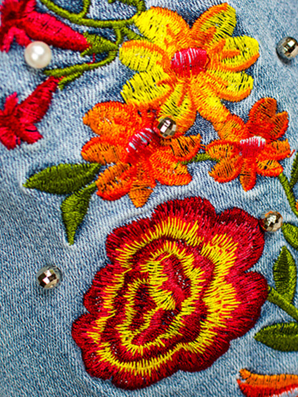 Vyšívané džínové široké džíny