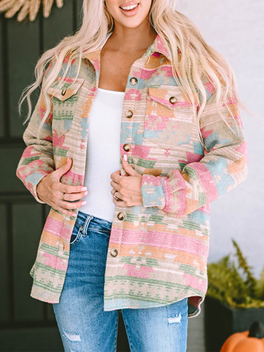 Multicolor Check Oversized Jacket