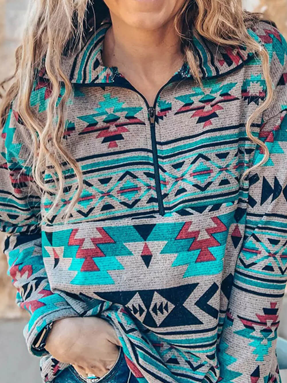Bohemian Casual Zip-Up Pullover