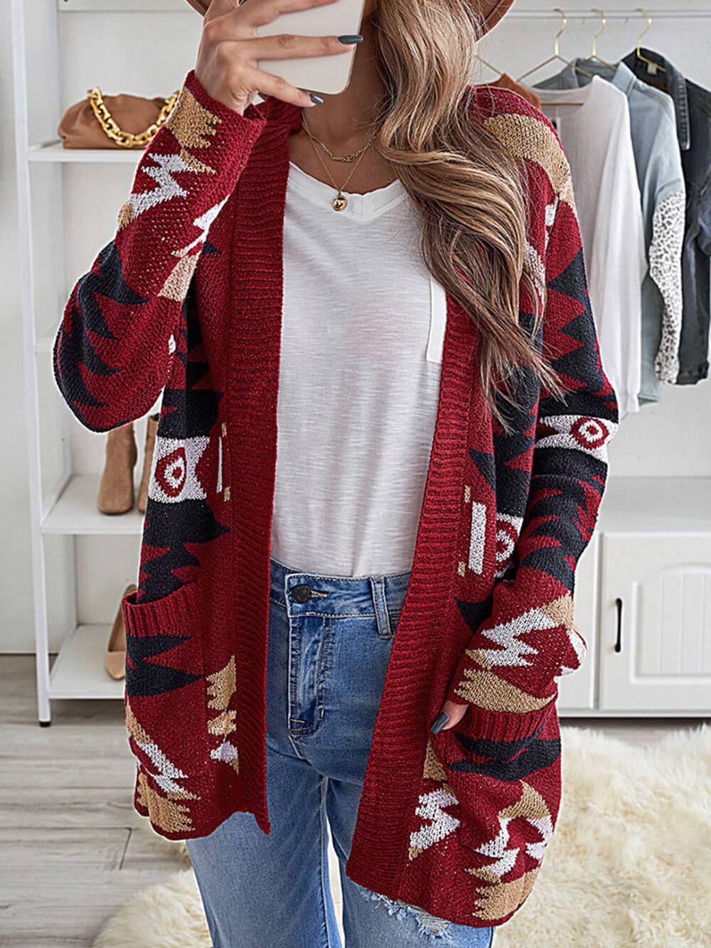 Mid Length Sweater Cardigan Coat