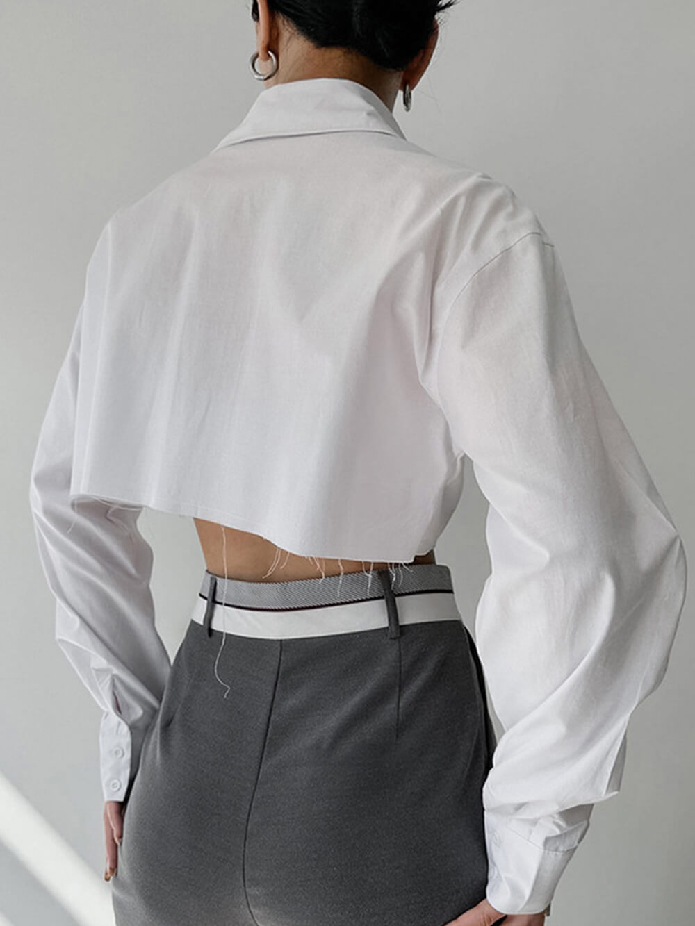 French Top Contrast Cropped Shirt