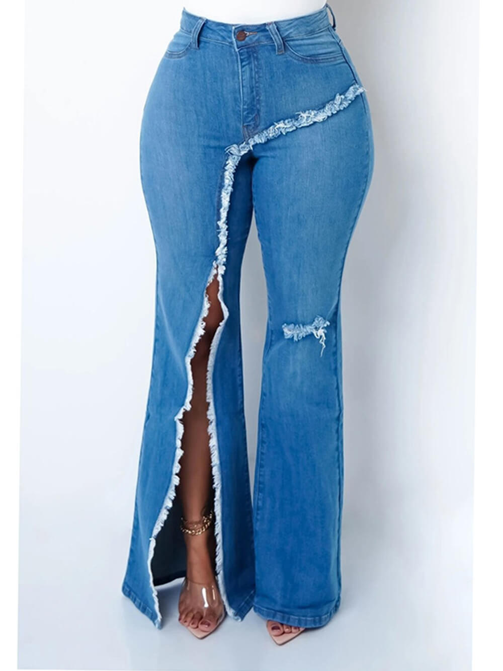 Fashion design slit jeans