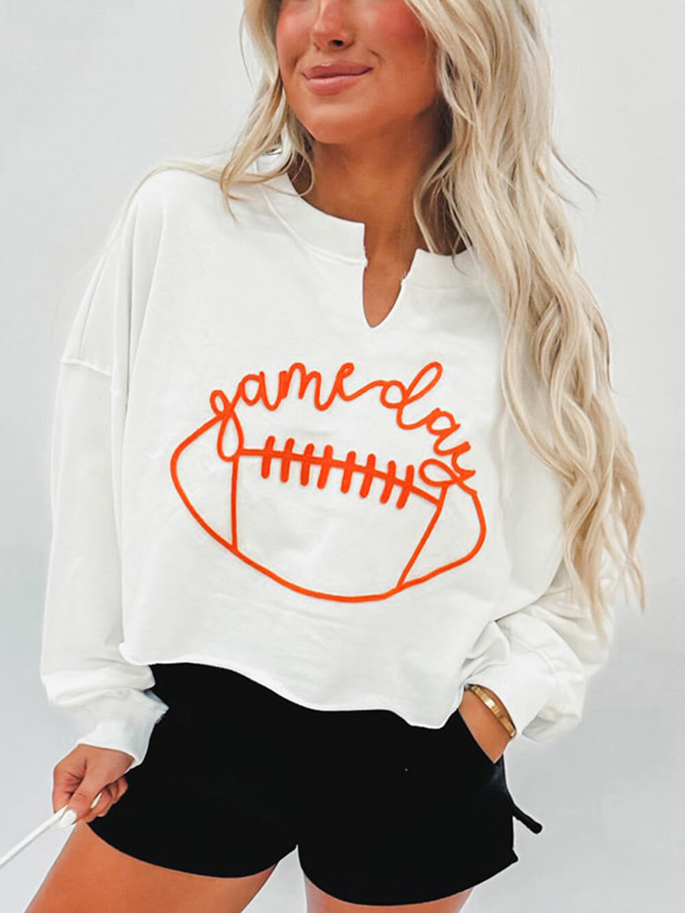 Lässiges Pullover-Sweatshirt mit Rugby-Buchstaben-Stickerei