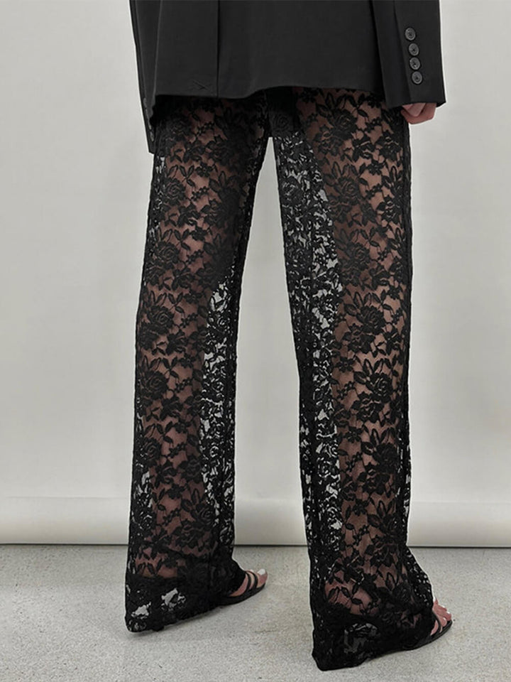 Lace High-Length Straight Pants