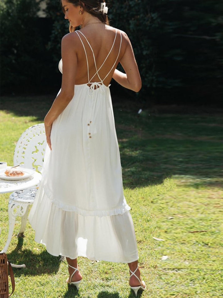 Φόρεμα σιφόν βολάν Midi