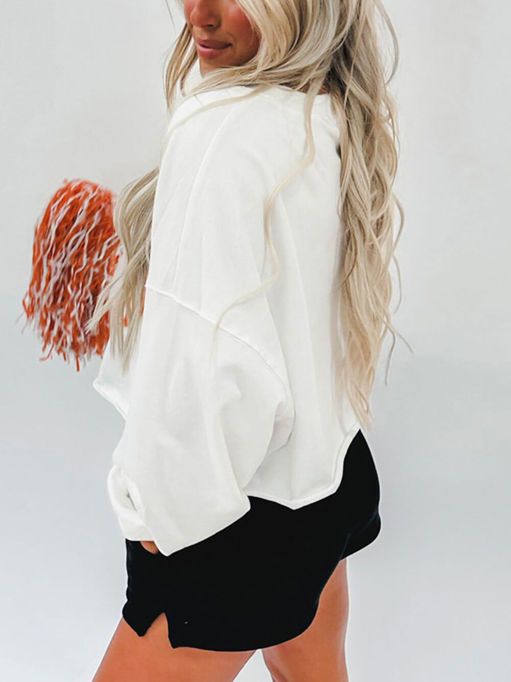 Lässiges Pullover-Sweatshirt mit Rugby-Buchstaben-Stickerei