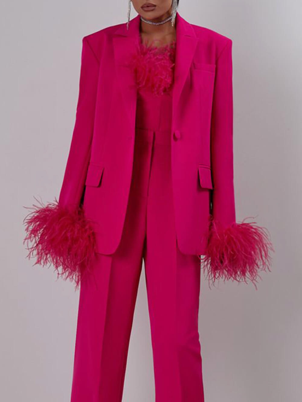 Elegant fashion fur suit
