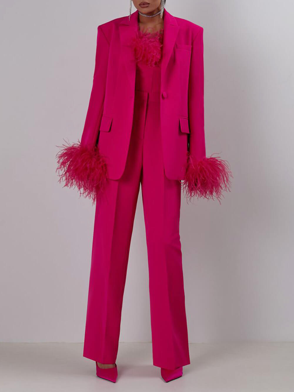 Elegant fashion fur suit