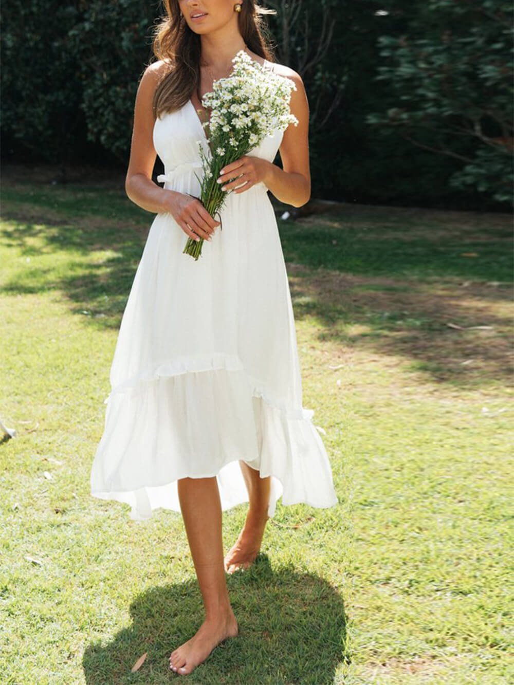 Φόρεμα σιφόν βολάν Midi