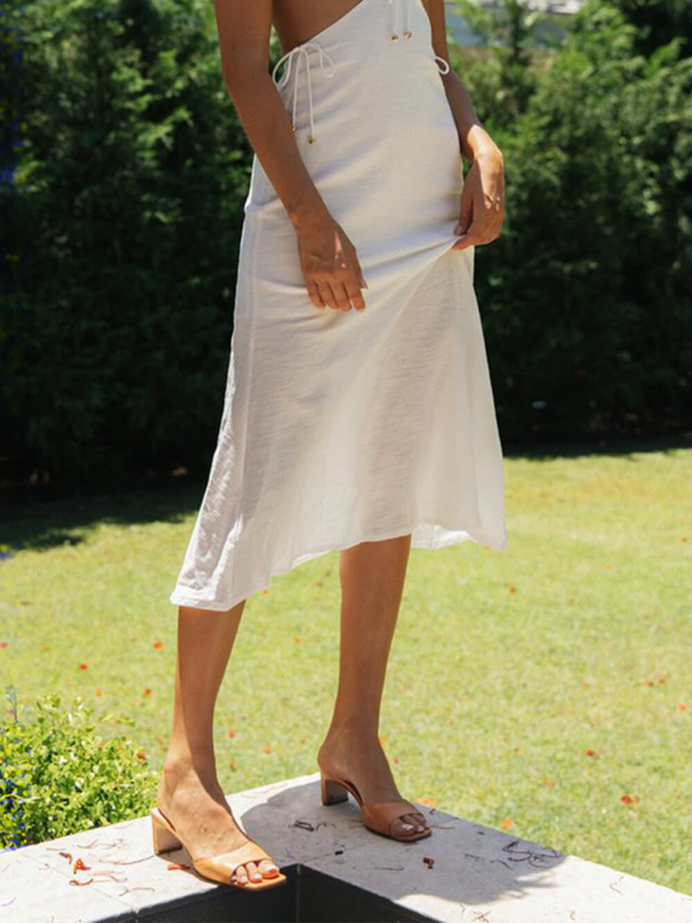 Φόρεμα σιφόν βολάν Midi