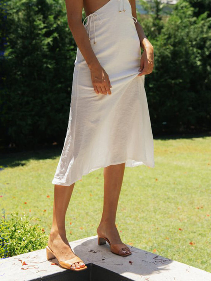 Φόρεμα σιφόν βολάν Midi