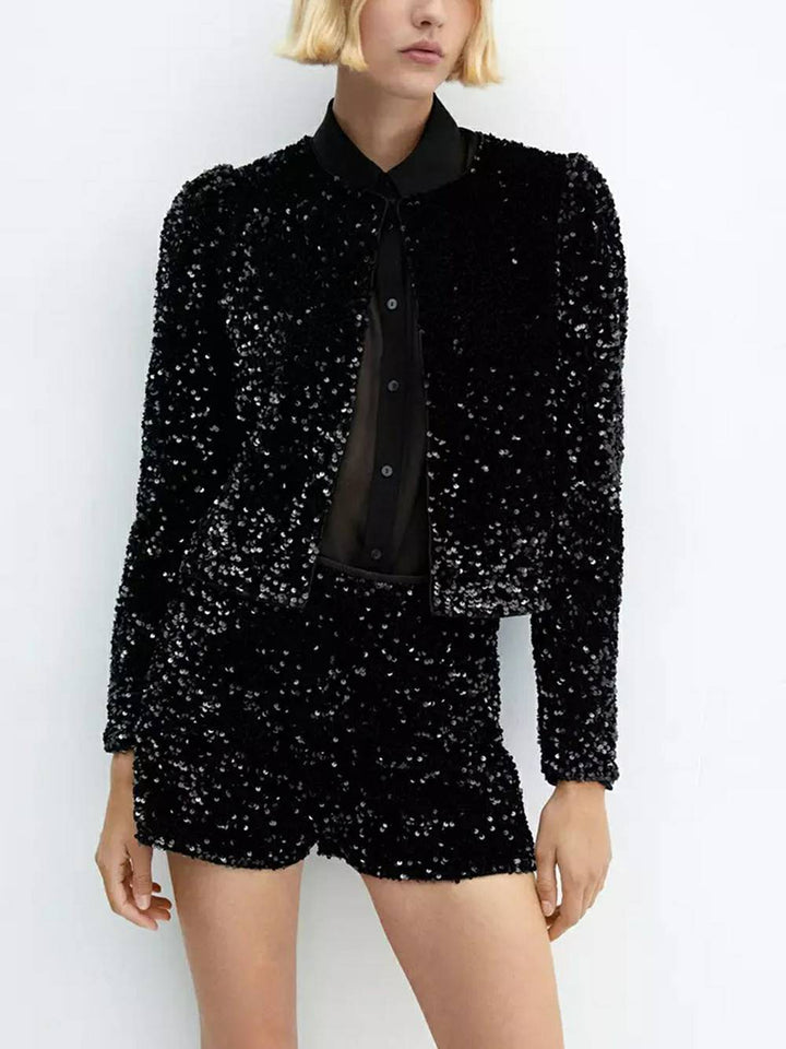 Sequin Embroidered Jacket & Shorts