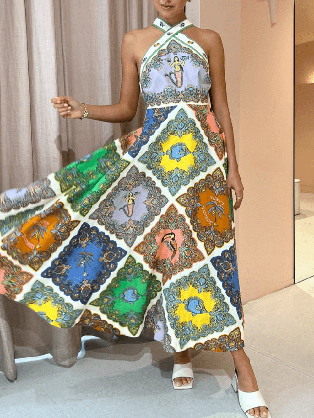 Trippy Troppo Halter Midi Dress