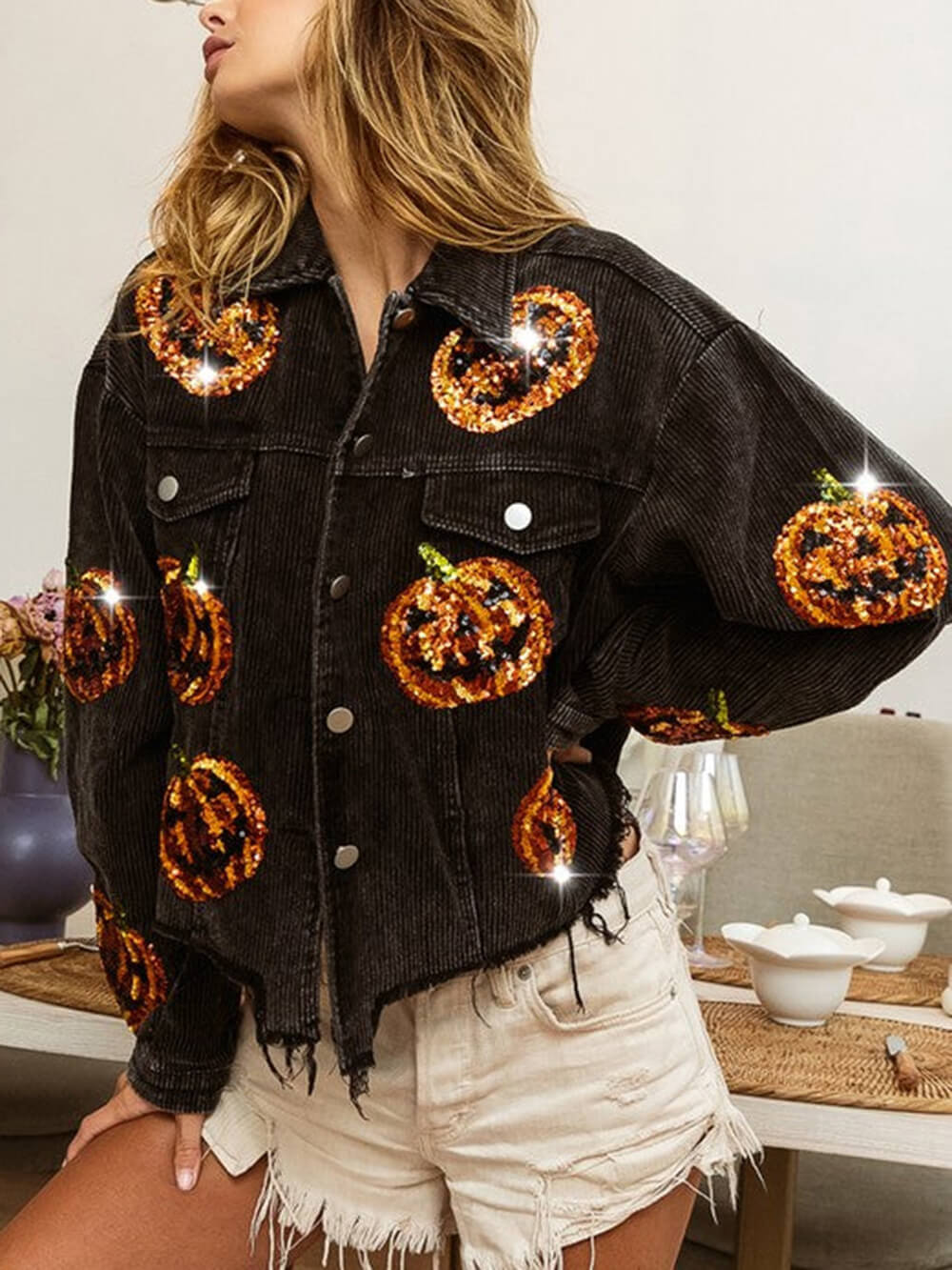 Pumpkin Sequin Oversized Jacket