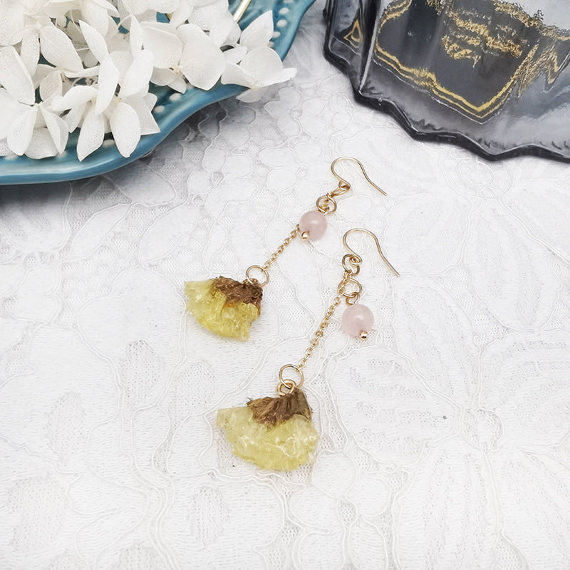 Resin Pressed Flower Earrings - Forget Me Not Buds With Stems