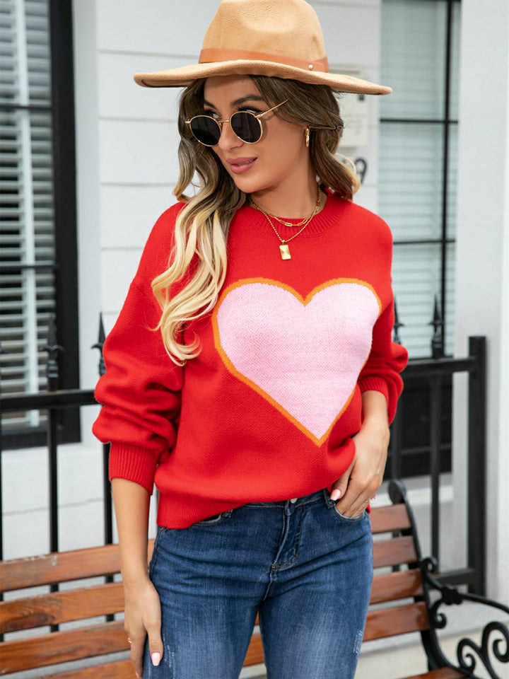 Sweetheart Knit Pullover Sweater