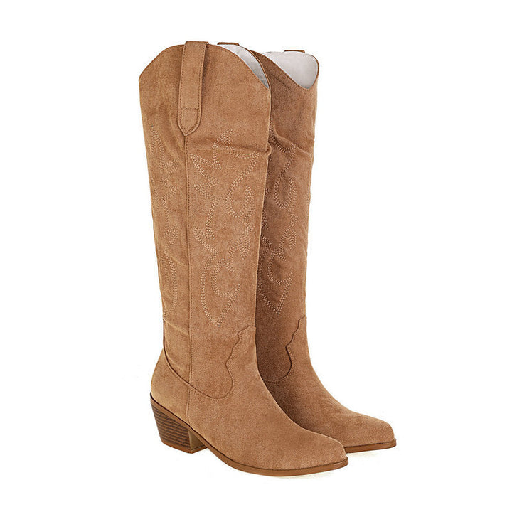 Western Suede Knee-High Boots
