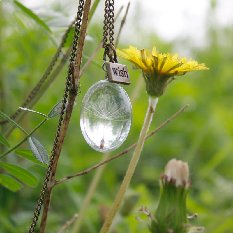Resin Pressed Flower Necklaces - Ovar Crystal Dandelion