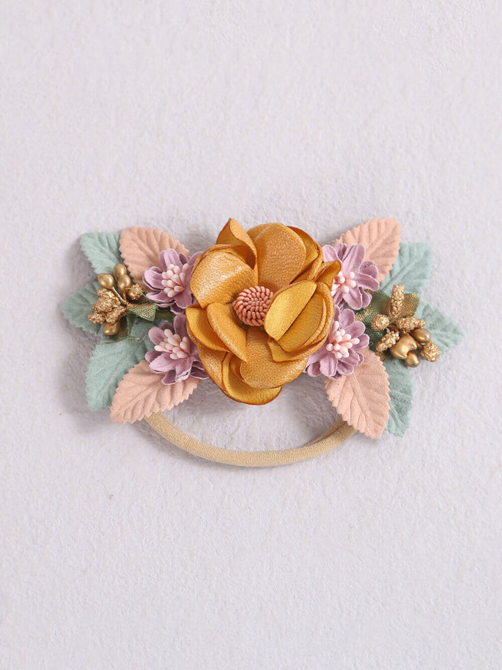 Baby Floral Headband Honey Gold Flowers Crown
