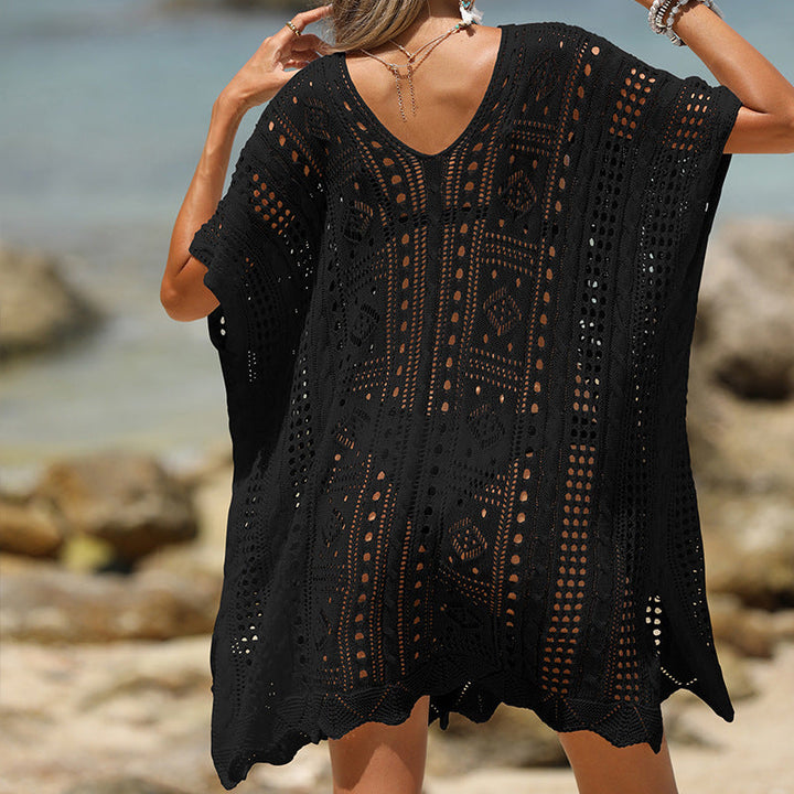 Sexy Cutout Texture Sun Protection Beach Cover-Up Clothes