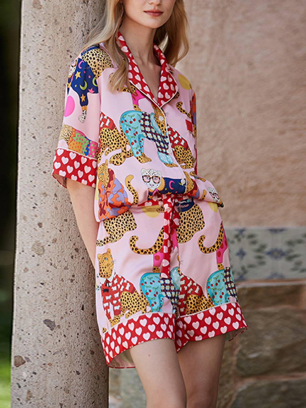 Dressing Leopard Print Silk Pajama Set