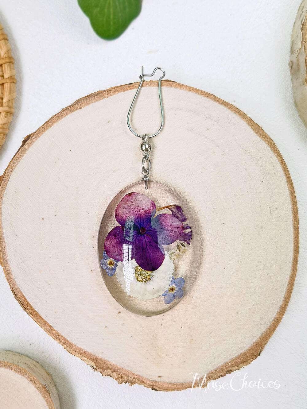 Resin Pressed Flower Earrings - Forget Me Not Pansy