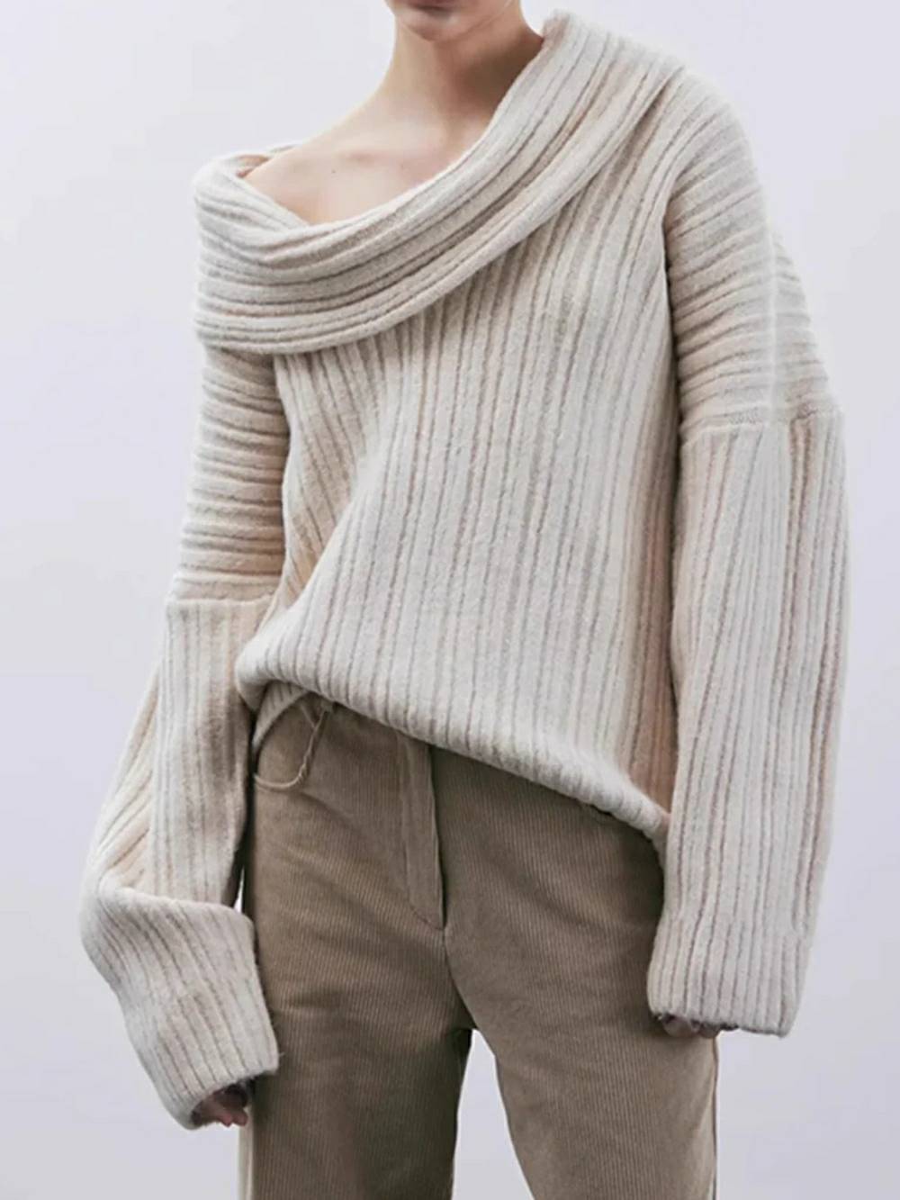 Oversized High Roll Knit Pullover