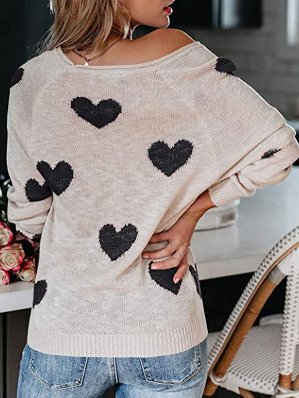 Valentine's Day V-Neck Knit Sweater