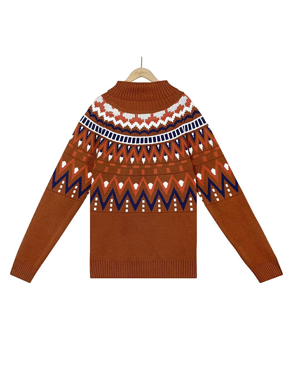 Vintage Striped Color Block Turtleneck Sweater