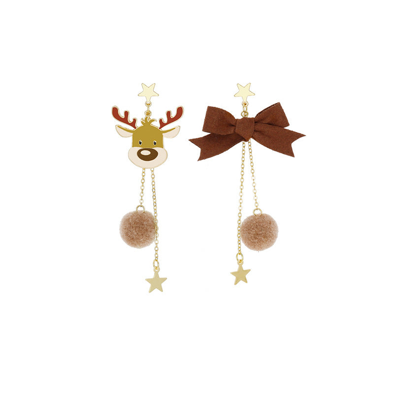 Christmas Bow Moose Earrings