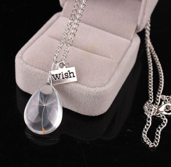 Resin gedréckt Blummen Kette - Teardrop Crystal Dandelion