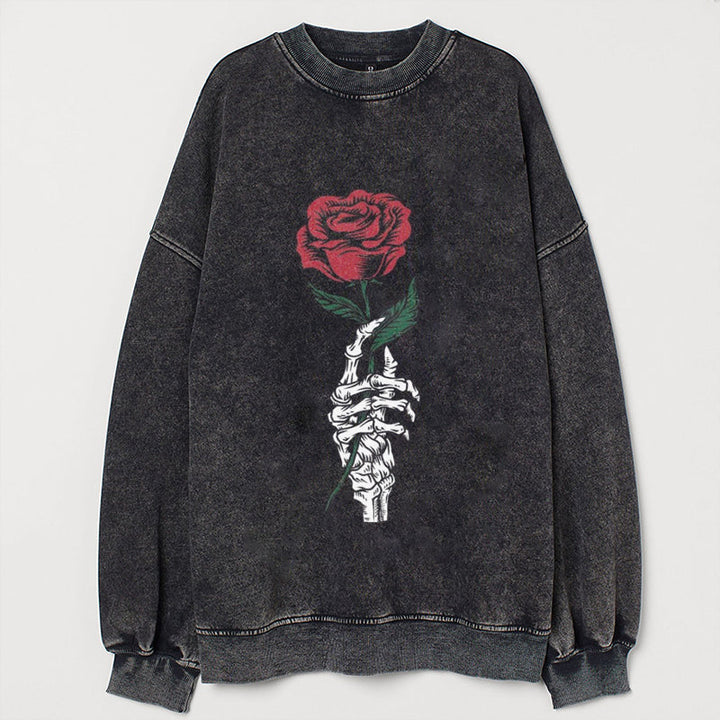 Vintage Rose In Skeleton Hand Sweatshirt
